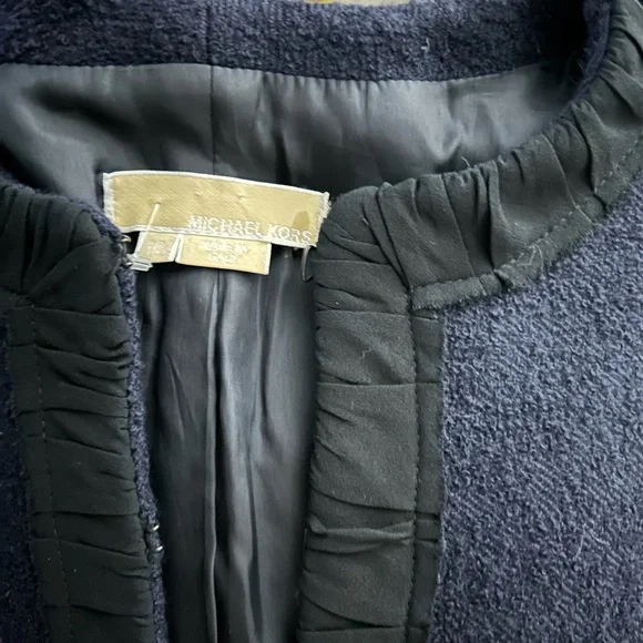 Michael Kors Italy Lady Coat Ruffle Structured Shoulders Blazer Wool Career 10